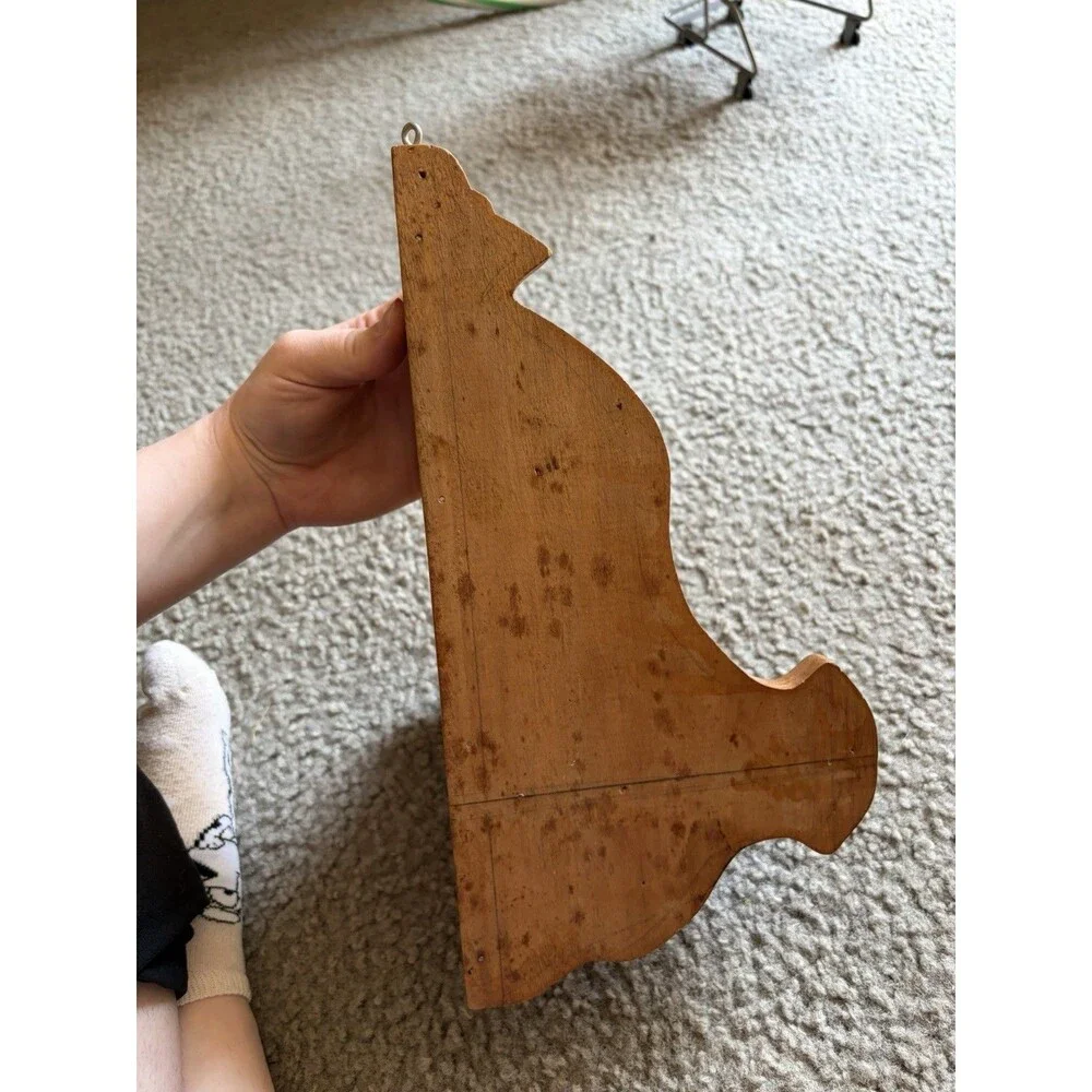 Small Bell Shaped Wooden Corner Shelf   Handcrafted